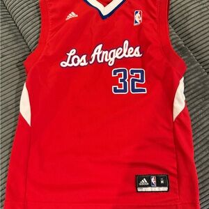 Adidas Red Los Ángeles Clippers Jersey with White and Blue Accents, Youth Medium